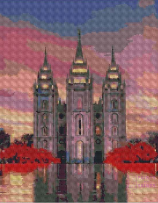 Salt Lake City Temple Sunset Diamond Painting Kit